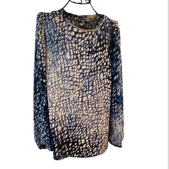 Michael Michael Kors Blue and White Ombre Tunic Blouse 6 Silver Logo - Picture 1 of 9